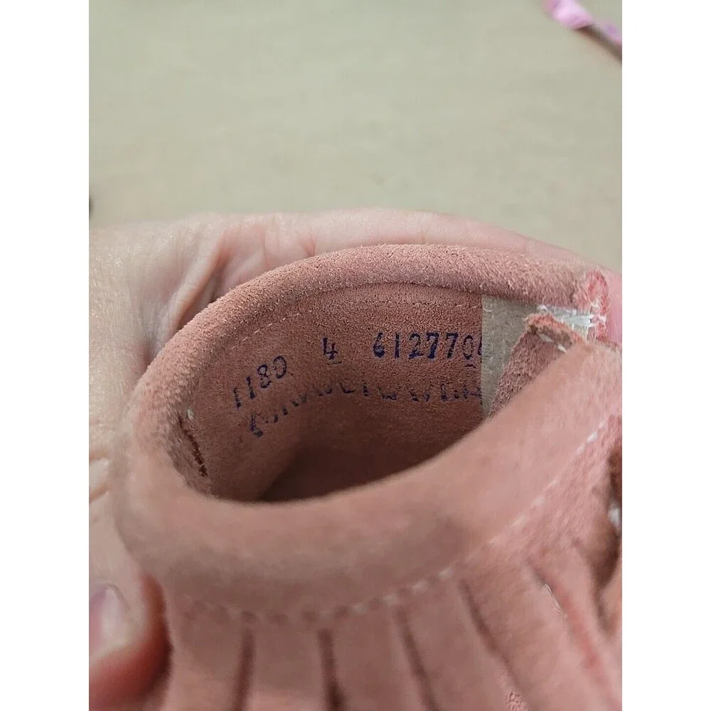 Suede Pink Moccasin Fringe Ankle‎ Boots, Toddler Girl's First Walking Booties 4